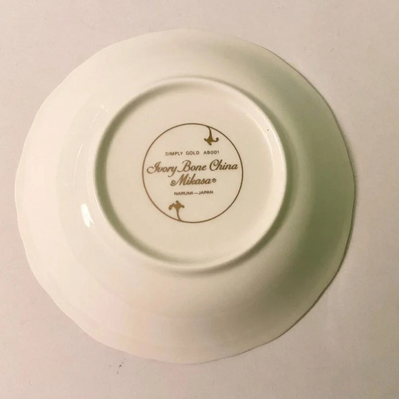 Vtg Mikasa Fruit  Dessert Sauce Bowl Simply Gold Pattern 6 Inch Ivory Bone China - Picture 13 of 16
